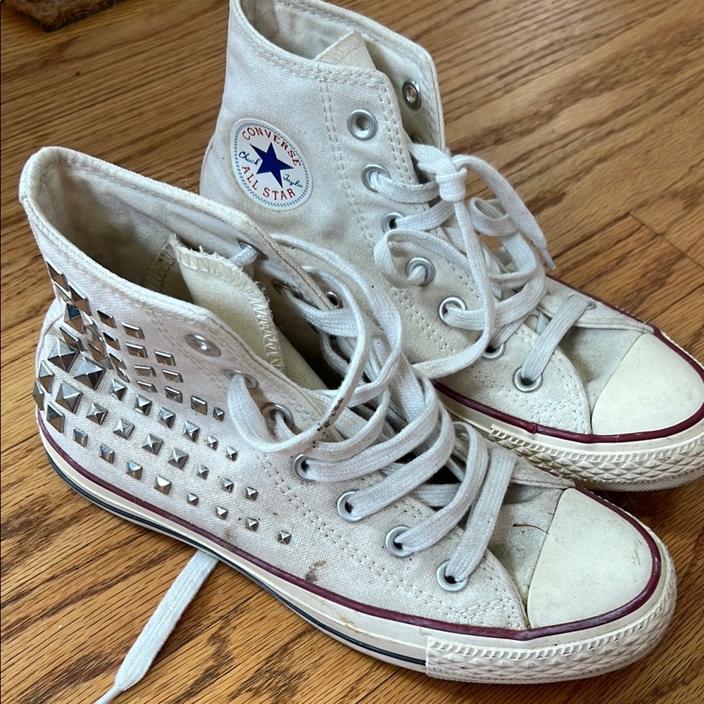 Converse White Studded High-Top Sneakers